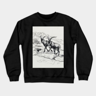 Capra Ibex on the mountain Crewneck Sweatshirt